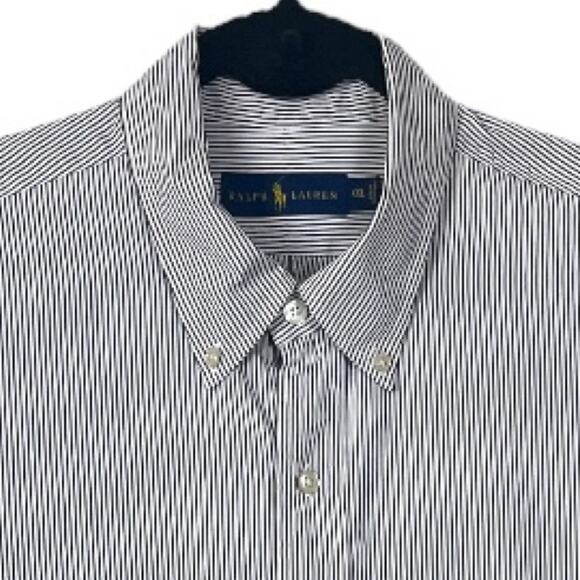 Ralph Lauren Men’s Shirt Collared Button Down Point Collar Black Stripe Size XXL - Picture 6 of 11